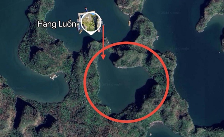 Vị trí cuẩ Hang Luồn khi nhìn từ trên cao 