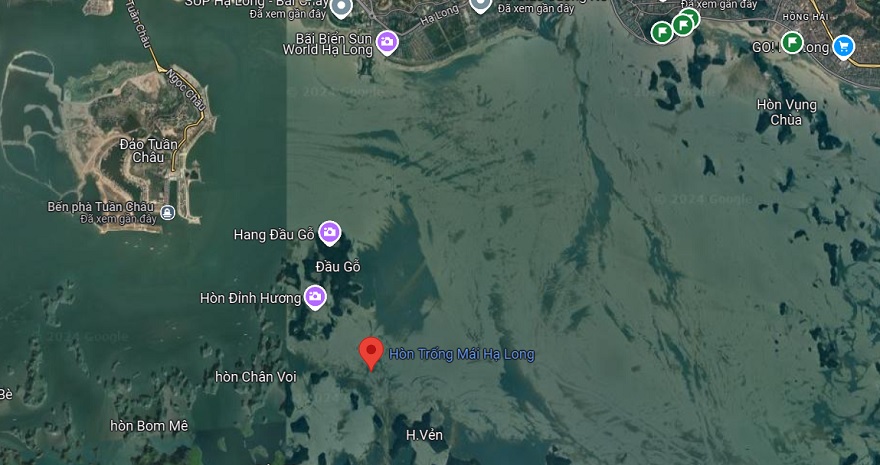 Hòn Gà Chọi (Trống Mái) biểu tượng của vịnh Hạ Long 7 Vị trí của hòn Gà Chọi trên Google Map