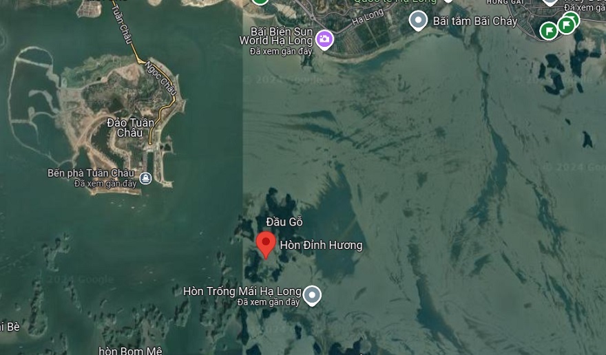 Vị trí của hòn Đỉnh Hương trên Google Mâp