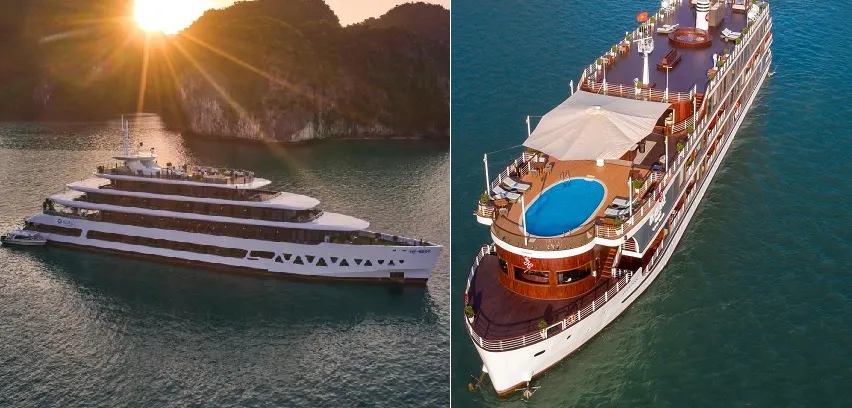 Du thuyền Heritage Bình Chuẩn 6 So sánh Elite of the Seas (trài) và Heritage Bình Chuẩn (phải)