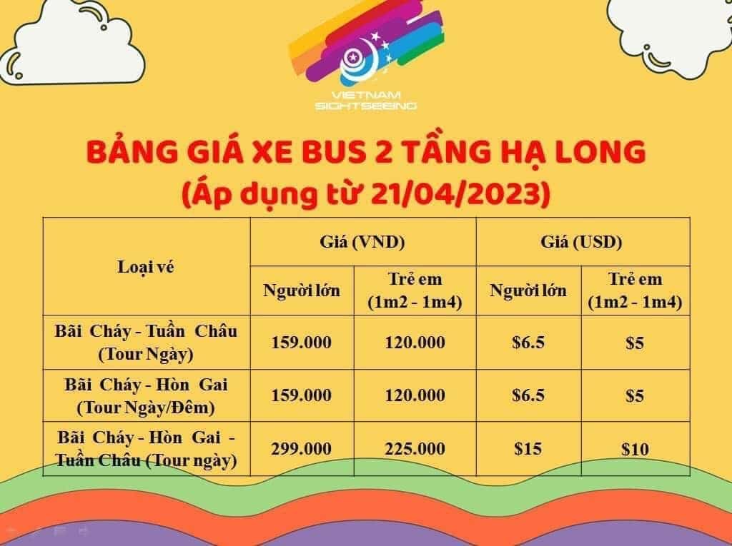 Bảng giá xe bus 2 tầng Hạ Long
