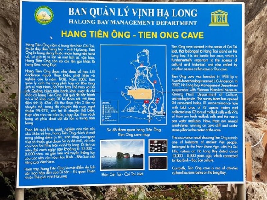 Biển giới thiệu và bản đồ hang Tiên Ông