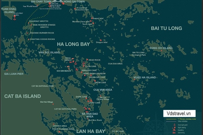 Bản đồ tour thăm vịnh 4 tiếng