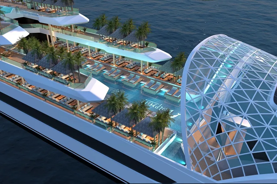 Dolphin Beach Lounge Cruise sơ hữu hhu vực Sundeck với bể bơi siêu rộng lên tới 300m2