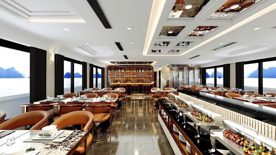 Không gian nhà hàng sang trọng của Leona Cruise Hậ Long