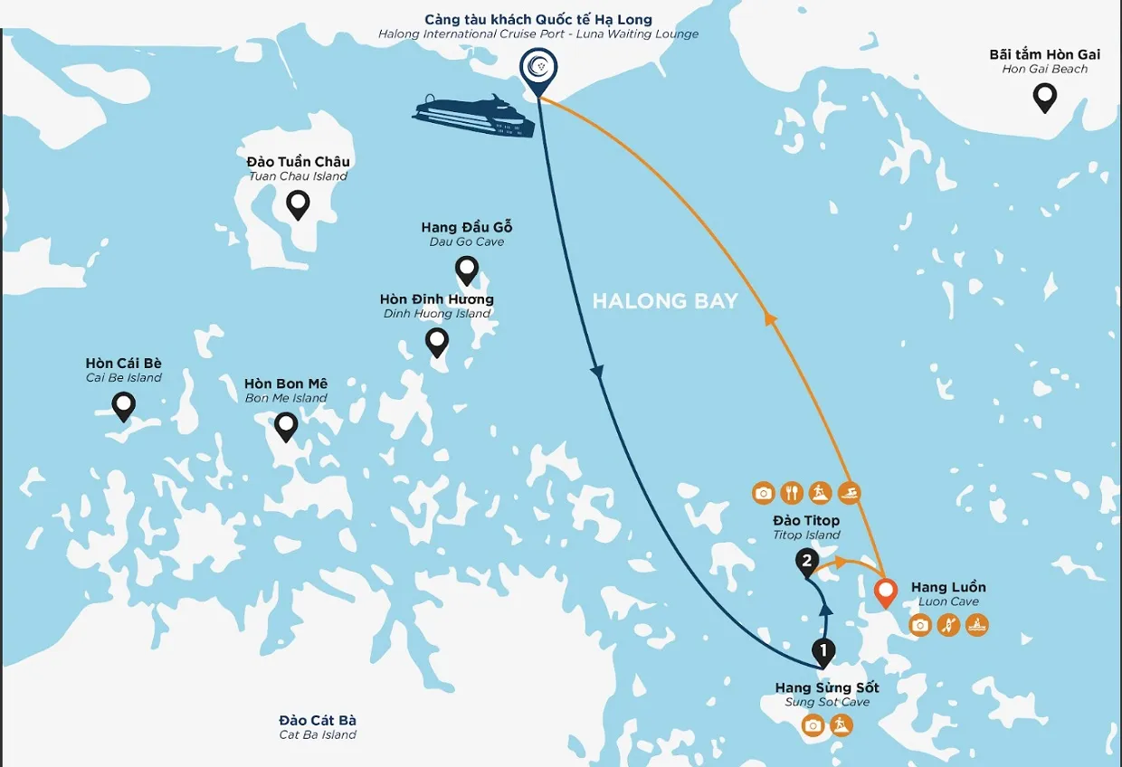 Hải trình tour tham quan VỊnh Hạ Long 8 tiếng