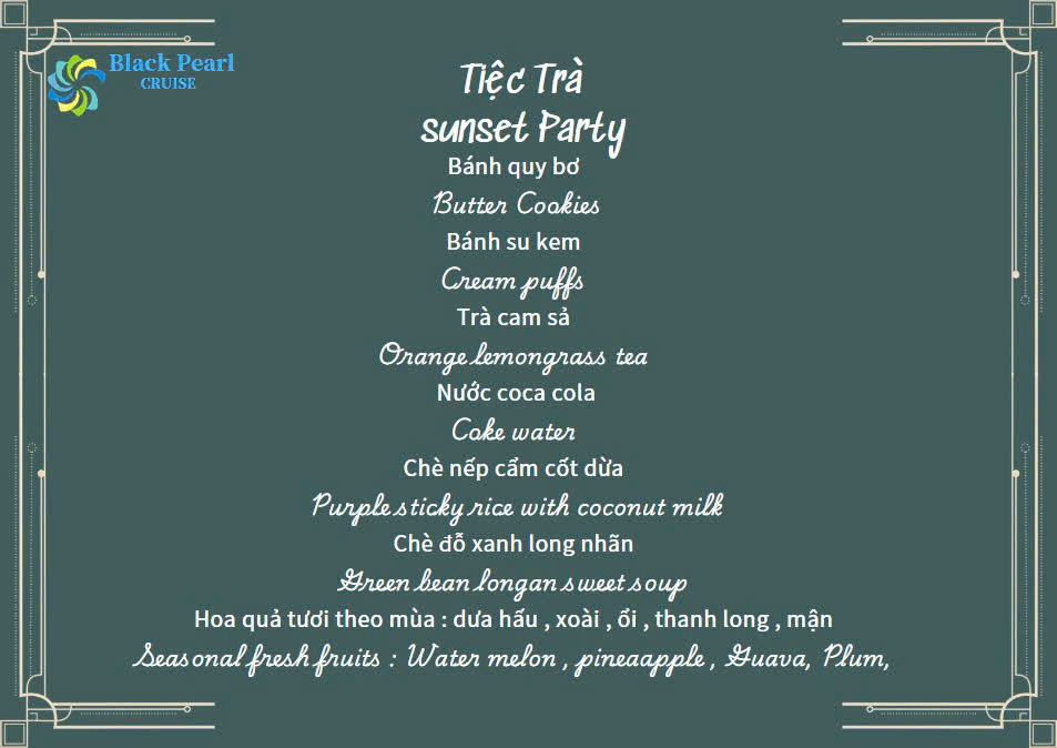 Du thuyền Black Pearl Cruise Hạ Long 5 Thực đơn buffet Black Pearl